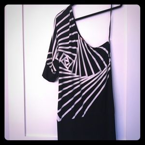 BCBGMAXAZRIA one shoulder cocktail dress